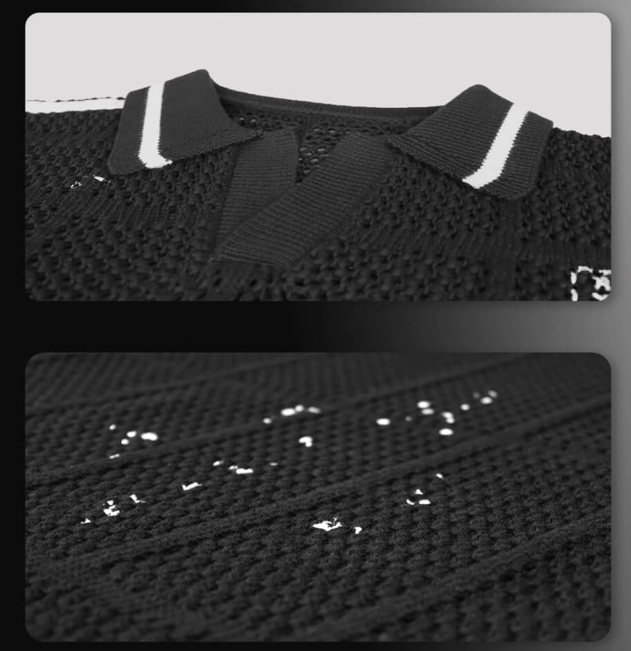 Night Lab Skeleton Cage Open Knit Polo