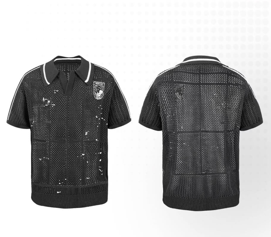 Night Lab Skeleton Cage Open Knit Polo