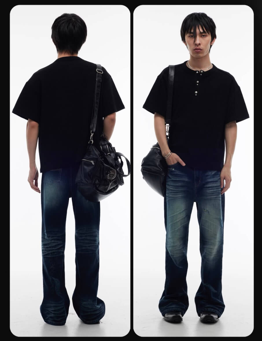 Night Lab Pirate Gem Studded Waffle Henley Tee