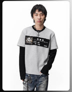 Night Lab Kiss Me Playlist Patch Layered Waffle Sleeve Tee