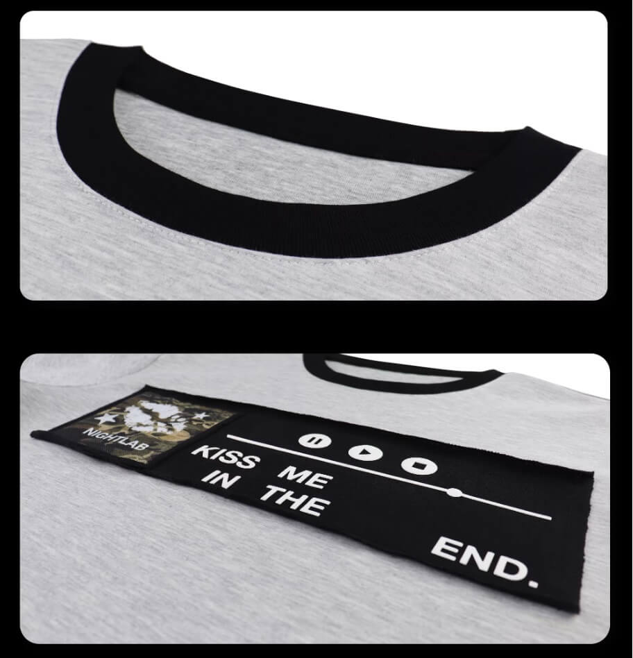 Night Lab Kiss Me Playlist Patch Layered Waffle Sleeve Tee