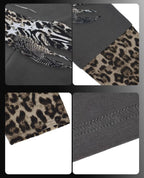 Night Lab Lion Graphic Layered Leopard Sleeve Tee