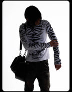 Night Lab Zebra Print Slim Fit Long Sleeve Tee