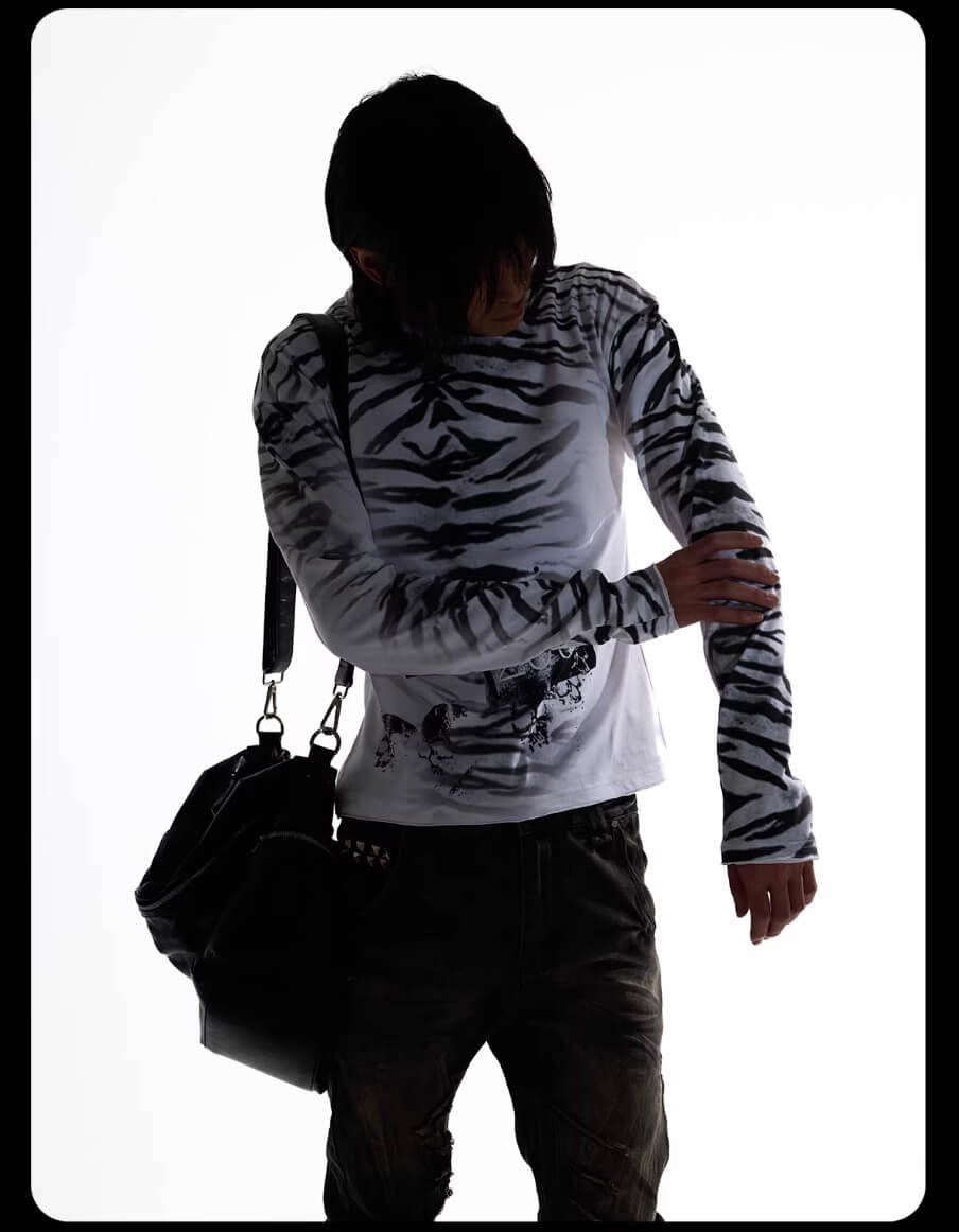 Night Lab Zebra Print Slim Fit Long Sleeve Tee