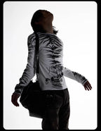 Night Lab Zebra Print Slim Fit Long Sleeve Tee