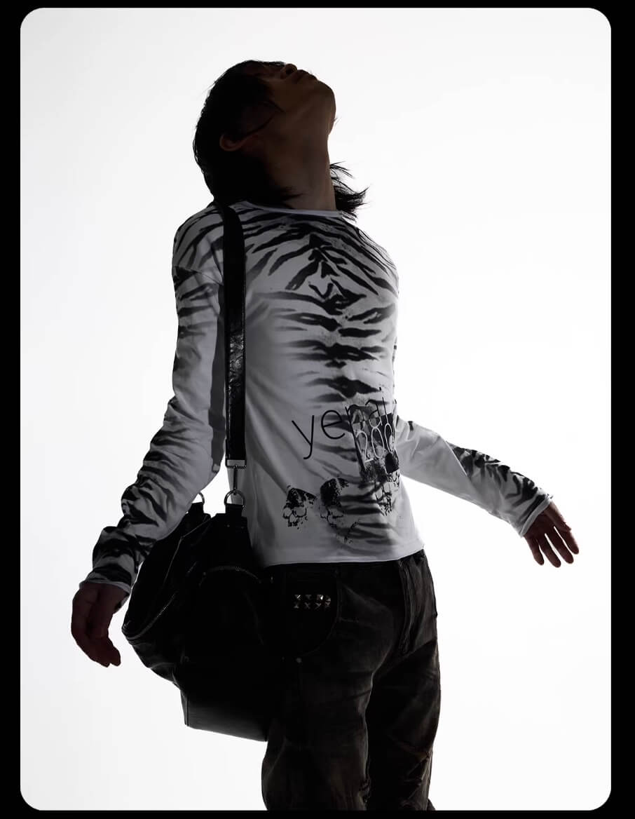 Night Lab Zebra Print Slim Fit Long Sleeve Tee