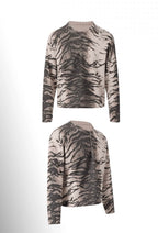 Night Lab Zebra and Leopard Print Henley Knit Sweater