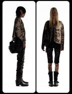 Night Lab Zebra and Leopard Print Henley Knit Sweater