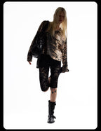 Night Lab Zebra and Leopard Print Henley Knit Sweater