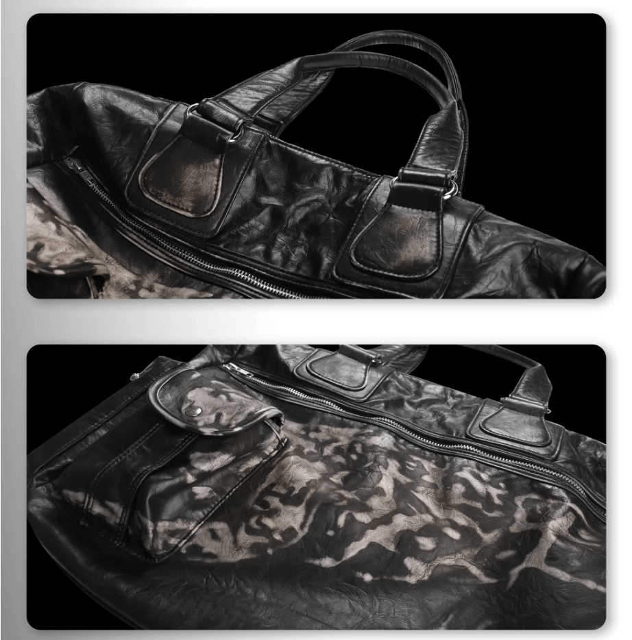 Night Lab Leopard Print Distressed PU Leather Bag