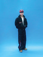 EVETS Embroidered Hooded Denim Jacket