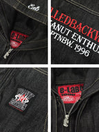 EVETS Embroidered Hooded Denim Jacket