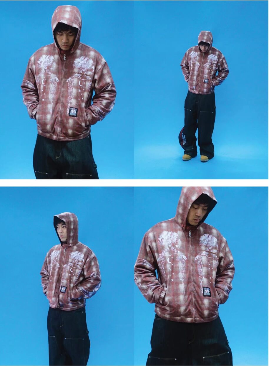 EVETS Plaid Detachable Hood Jacket