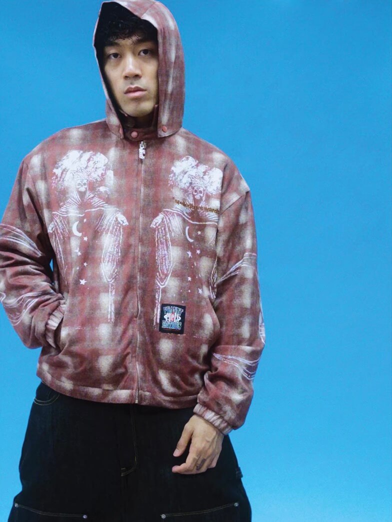 EVETS Plaid Detachable Hood Jacket