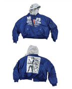 EVETS Blue MA-1 Hooded Bomber Jacket