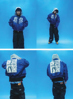EVETS Blue MA-1 Hooded Bomber Jacket