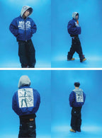 EVETS Blue MA-1 Hooded Bomber Jacket