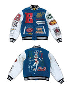 EVETS Embroidered Badge Varsity Jacket