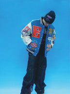 EVETS Embroidered Badge Varsity Jacket