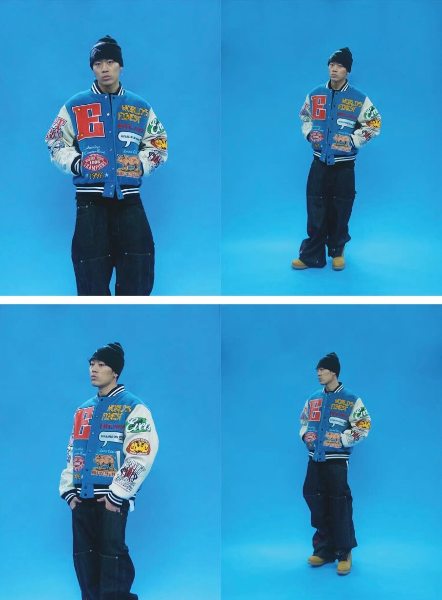 EVETS Embroidered Badge Varsity Jacket