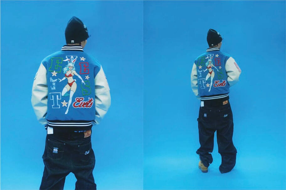 EVETS Embroidered Badge Varsity Jacket