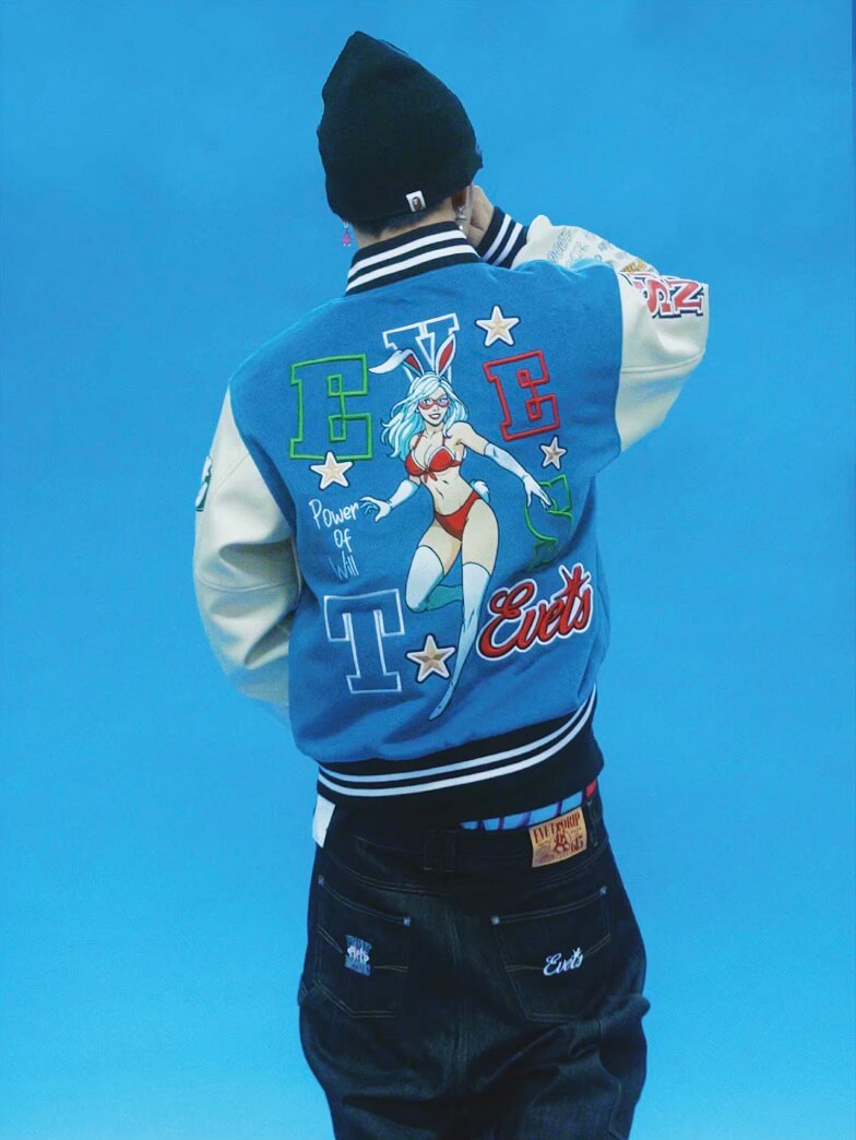 EVETS Embroidered Badge Varsity Jacket
