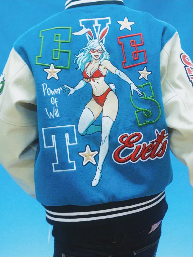 EVETS Embroidered Badge Varsity Jacket