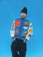 EVETS Embroidered Badge Varsity Jacket