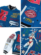 EVETS Embroidered Badge Varsity Jacket