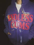 EVETS Vintage Purple Star Graphic Zip Up Hoodie