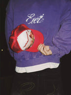 EVETS Vintage Purple Star Graphic Zip Up Hoodie