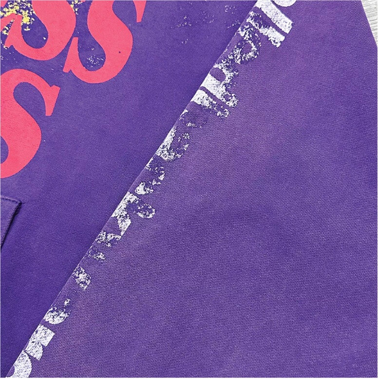 EVETS Vintage Purple Star Graphic Zip Up Hoodie