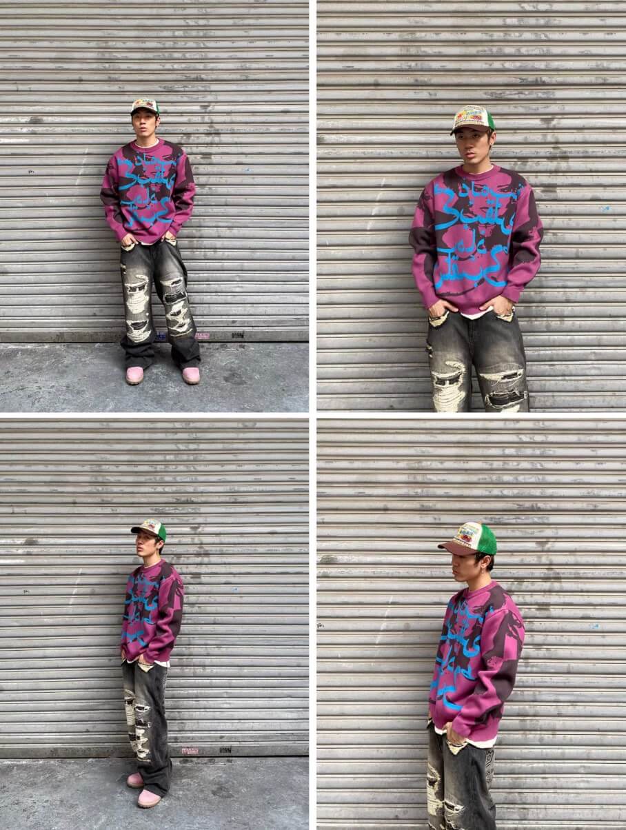 EVETS Purple Art Knit Sweater