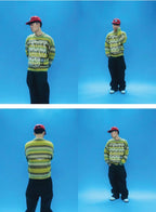 EVETS Gradient Stripe Fuzzy Knit Sweater