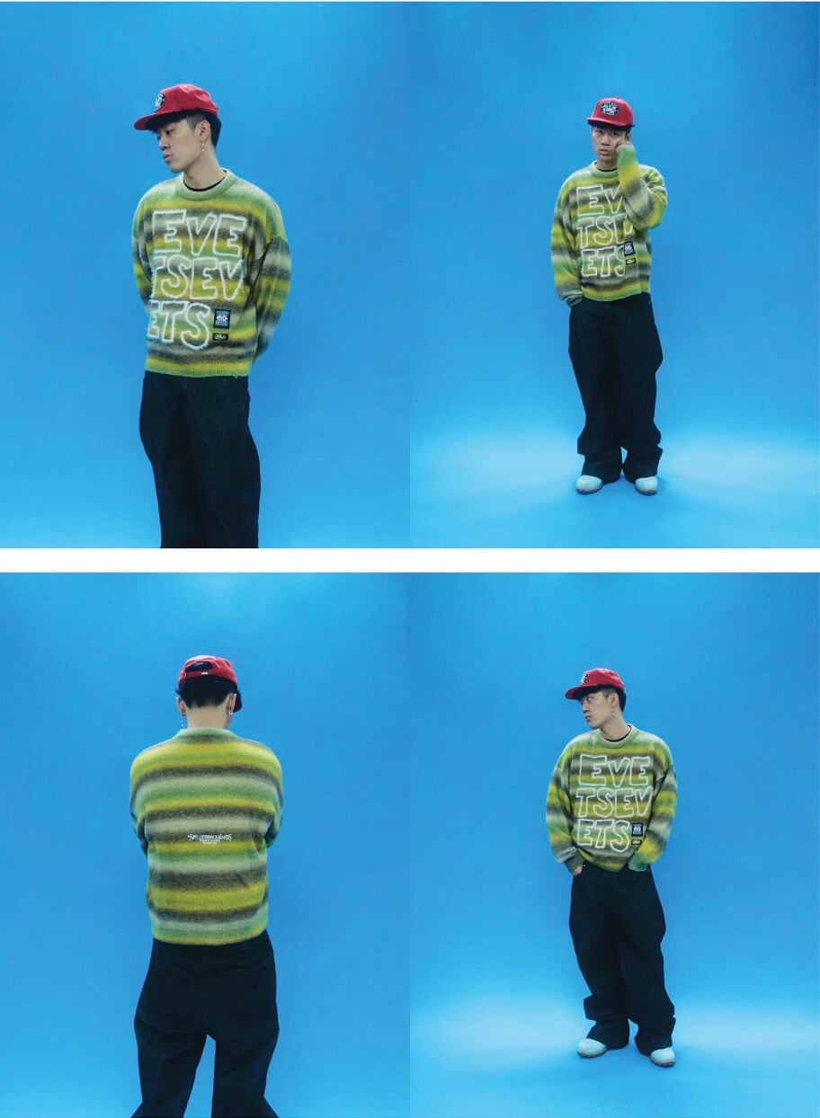 EVETS Gradient Stripe Fuzzy Knit Sweater