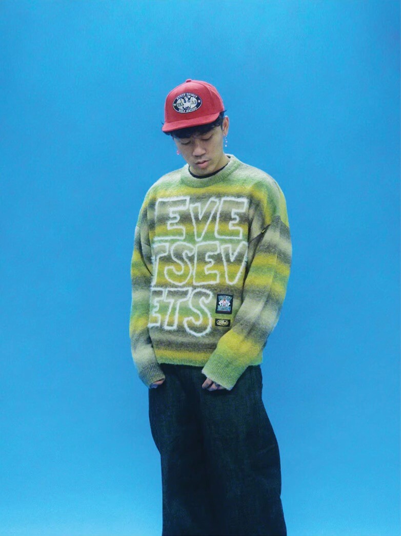 EVETS Gradient Stripe Fuzzy Knit Sweater