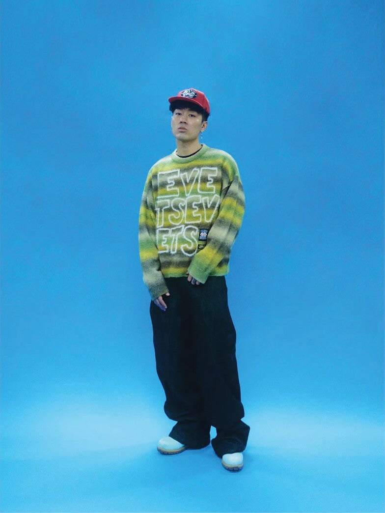 EVETS Gradient Stripe Fuzzy Knit Sweater