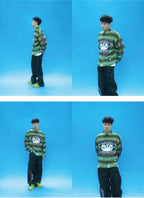 EVETS Plaid Color Block Graphic Long Sleeve Shirt