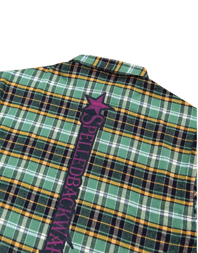 EVETS Plaid Color Block Graphic Long Sleeve Shirt