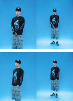 EVETS Vintage Rock Music Graphic Long Sleeve Tee