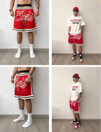 EVETS Color Block Logo Basketball Shorts
