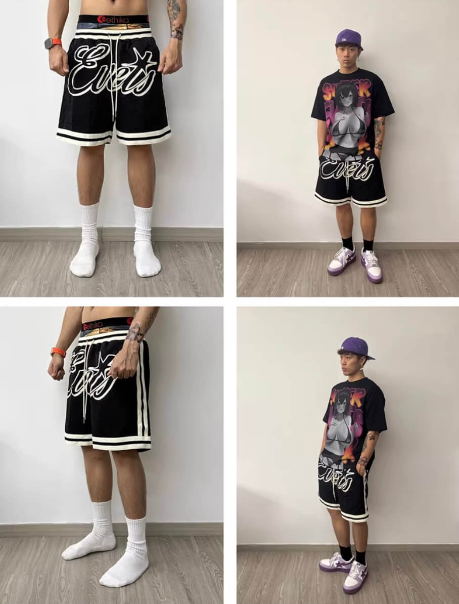 EVETS Color Block Logo Basketball Shorts