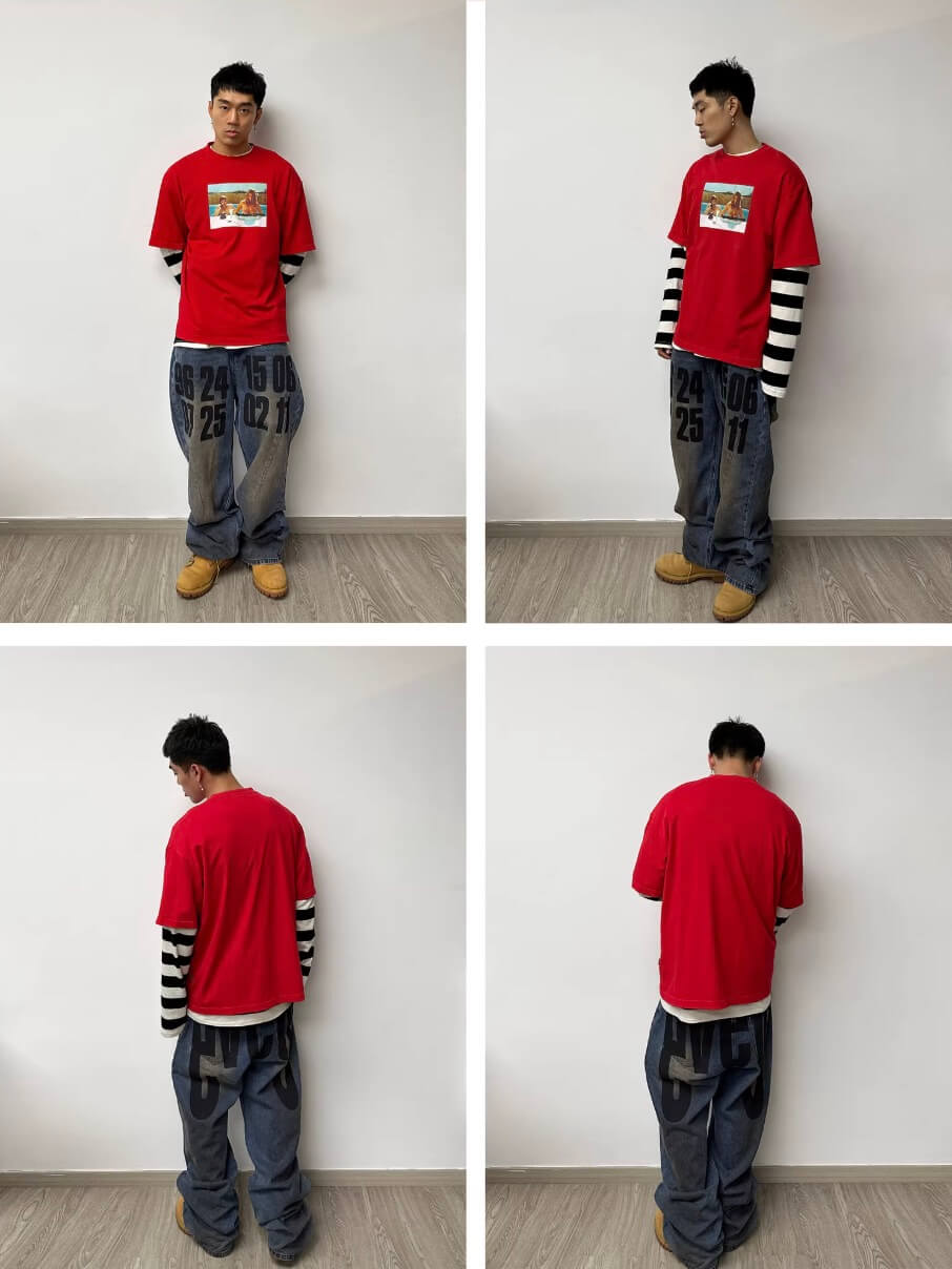 EVETS Dirty Wash Print Jeans