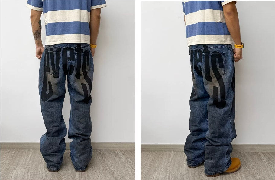 EVETS Dirty Wash Print Jeans
