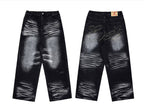 EVETS Whisker Washed Faded Baggy Jeans