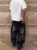 EVETS Whisker Washed Faded Baggy Jeans