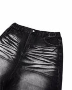 EVETS Whisker Washed Faded Baggy Jeans