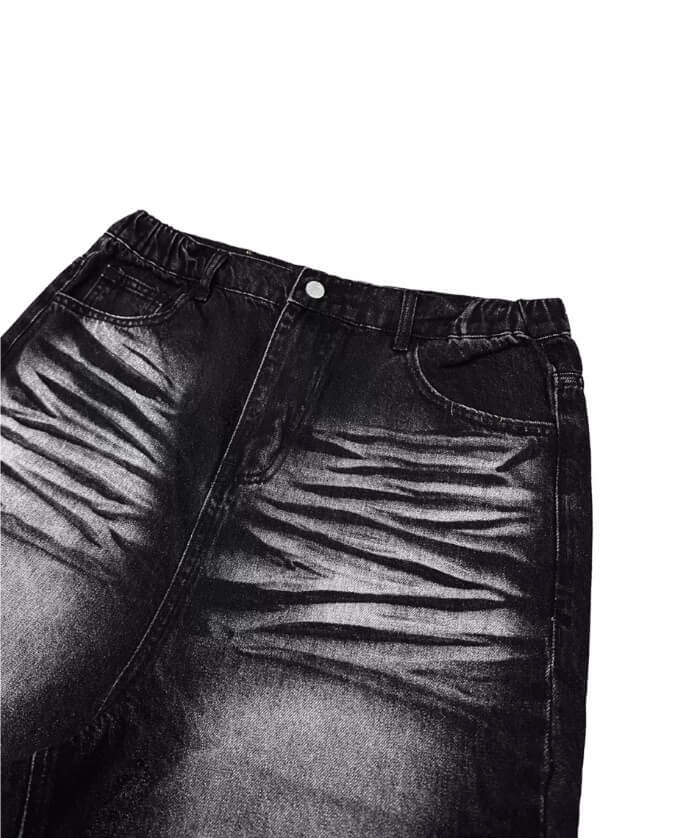 EVETS Whisker Washed Faded Baggy Jeans