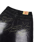 EVETS Whisker Washed Faded Baggy Jeans