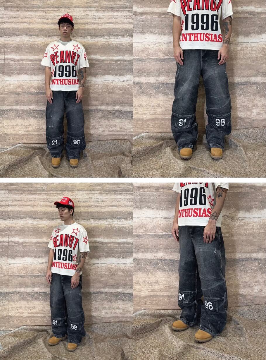 EVETS x LABT Heavy Lightning Whisker Washed Baggy Jeans